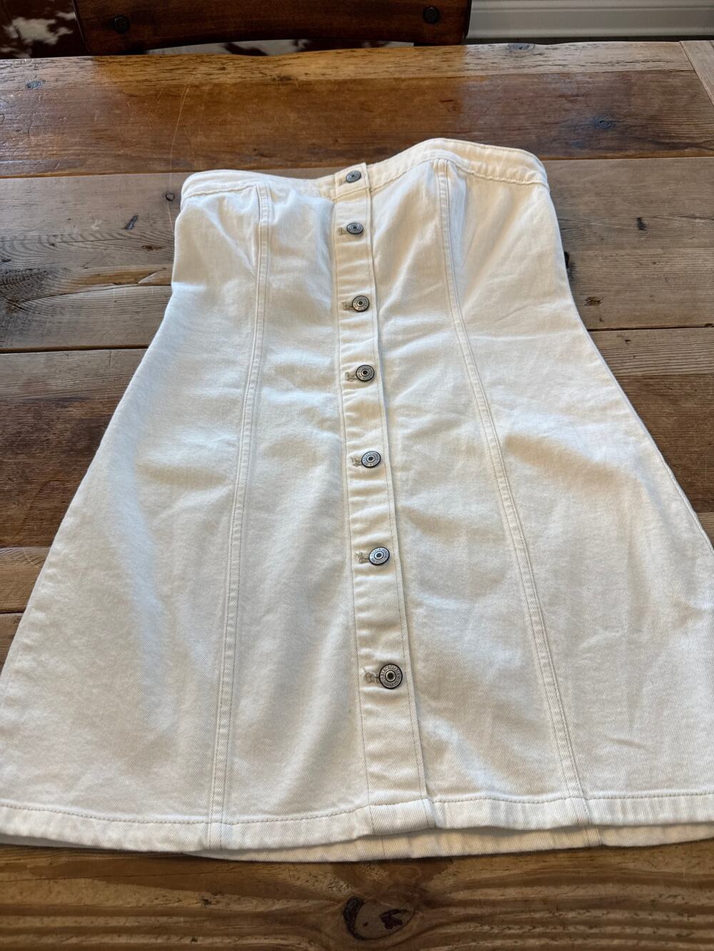 Abercrombie & Fitch Cream MEDIUM A&F Mara Strapless Denim Mini Dress EUC!